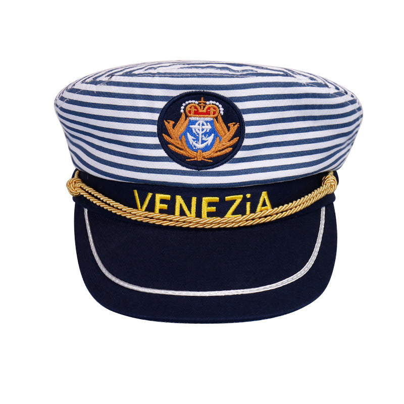 Navy Captain Hat, Striped Sailor Hat for Kids
