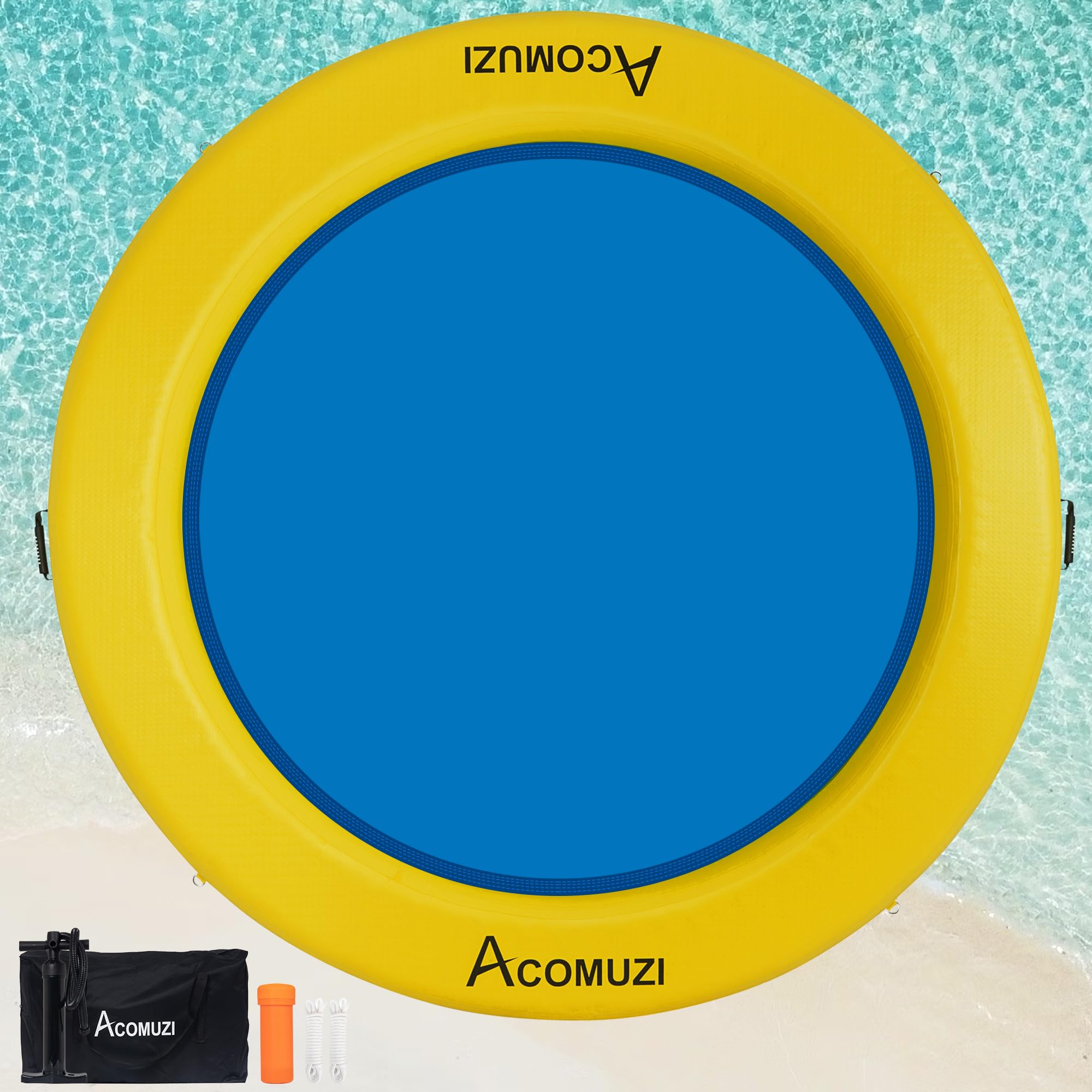 ACOMUZI 8FT Inflatable Water Hammock – Floating Pool & Lake Raft (Yellow & Blue)