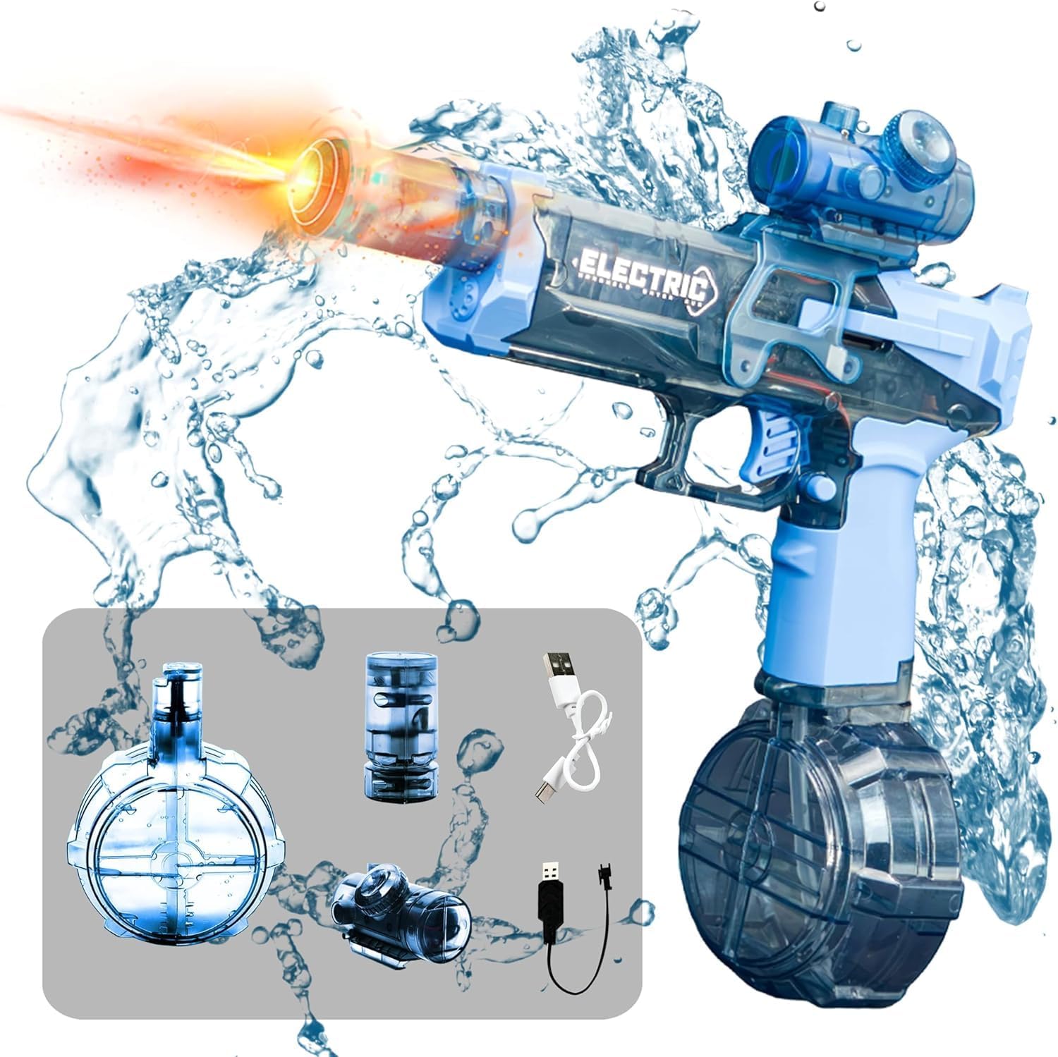 Electric Water Gun Battle Blaster – High Capacity Summer Pool & Beach Toy (Blue)