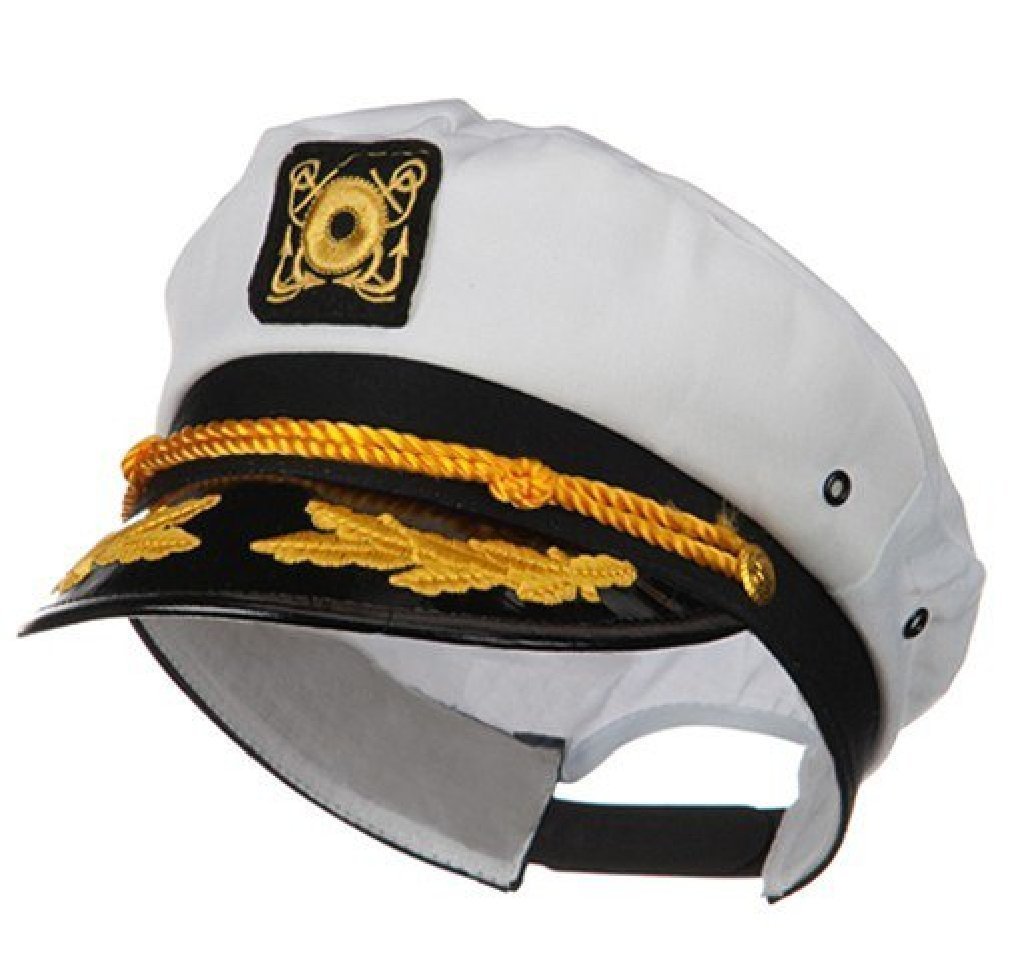 Wall2Wall Adjustable Captain Yacht Hat – Navy Sailor Snapback Costume Cap (1 Pc)