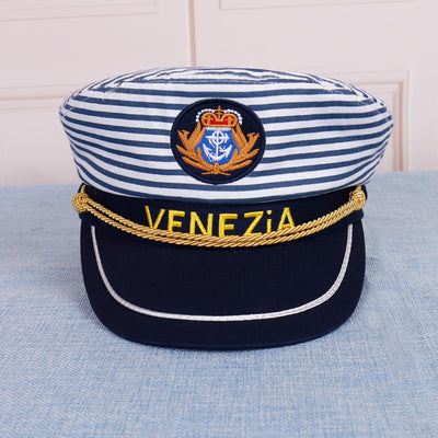 Navy Captain Hat, Striped Sailor Hat for Kids