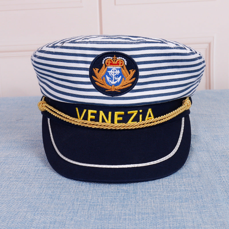 Navy Captain Hat, Striped Sailor Hat for Kids