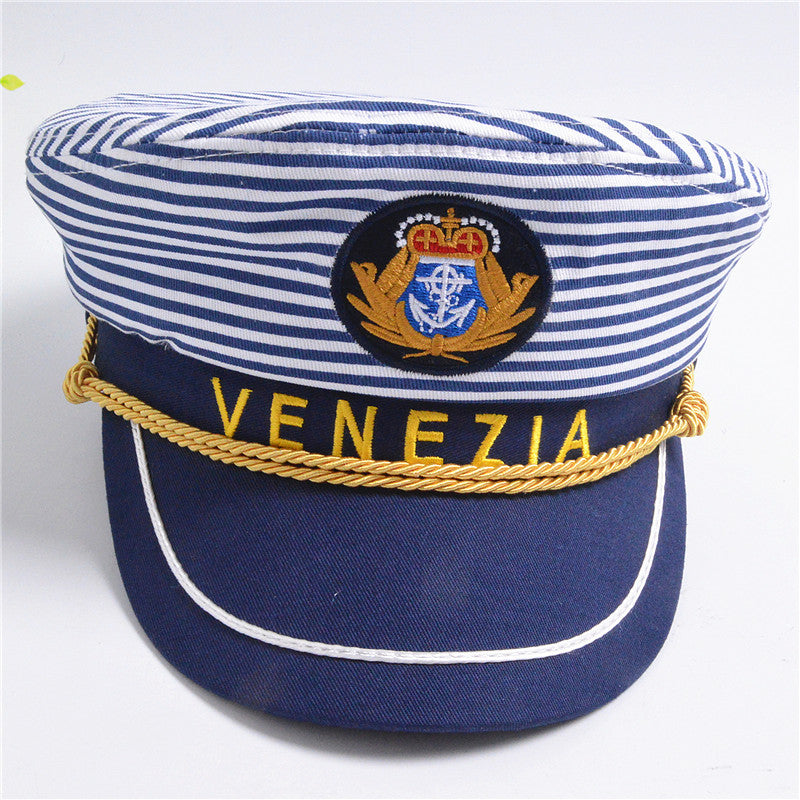 Navy Captain Hat, Striped Sailor Hat for Kids
