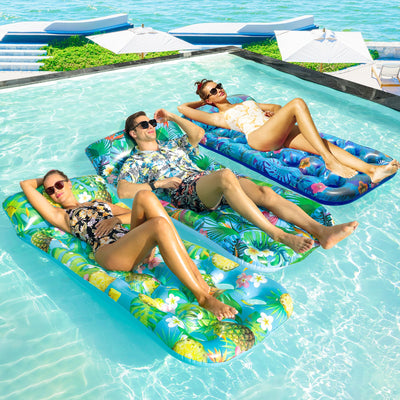 FindUWill 3-Pack Inflatable Pool Floats – Adult Tanning Lounger with Headrest