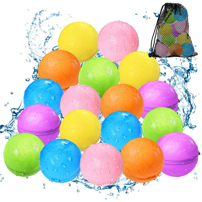 SOPPYCID Reusable Water Balloons – 18 Pack Self-Sealing Water Splash Balls for Kids