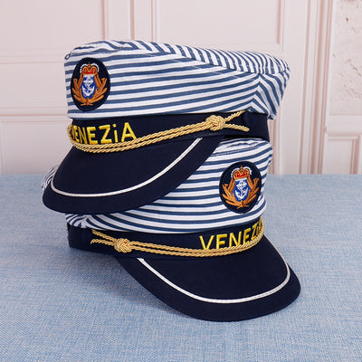 Navy Captain Hat, Striped Sailor Hat for Kids