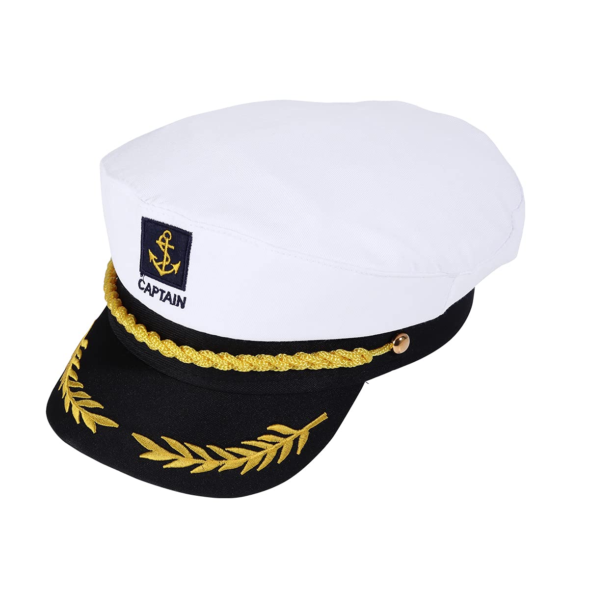 GUDVES White Captain Hat – Adjustable Yacht Sailor Skipper Costume Hat for Adults