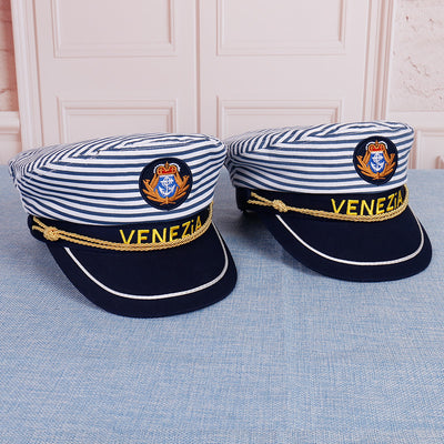 Navy Captain Hat, Striped Sailor Hat for Kids